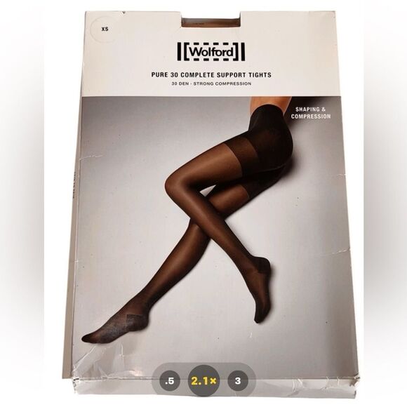 Wolford Gobi Sheer Tights Pure 30 Complete Support Tights  New Size XS - Picture 2 of 6